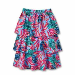 NWT Tabitha Brown x Target Tropical Print Tiered Midi Skirt Sz S